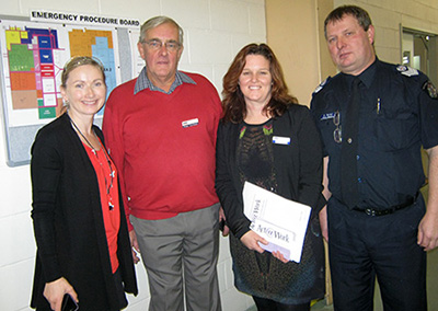 L/R: Cassie Lindsey (Act@ Work Program), Peter Carthew (AME Systems Managing Director), Michelle Hunt (Act@Work Program), Damien Farrarri (Victoria Police – Officer in Charge/Ararat)